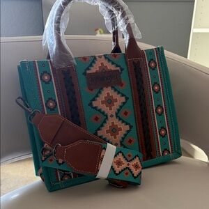 Wrangler Teal and Brown Women's Tote